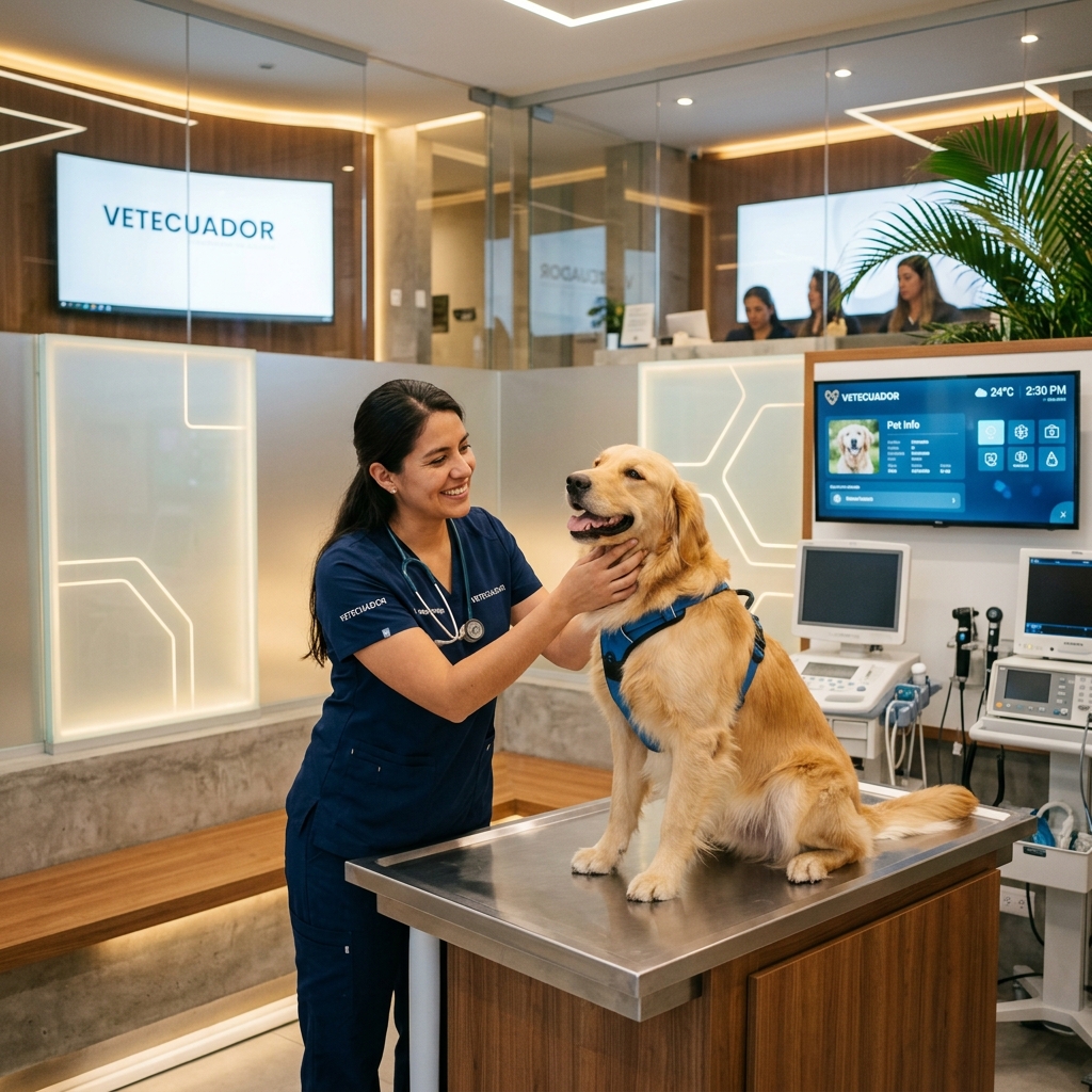 Veterinaria atendiendo a mascota